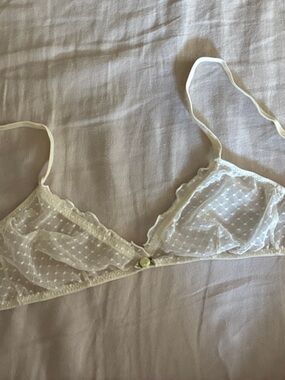 Rouje Sheer Swiss Dot Bralette in Cream